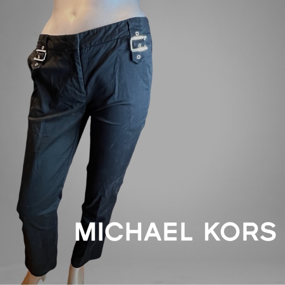 MICHAEL by Michael Kors cotton/spandex ankle pants buckle details - Picture 2 of 9